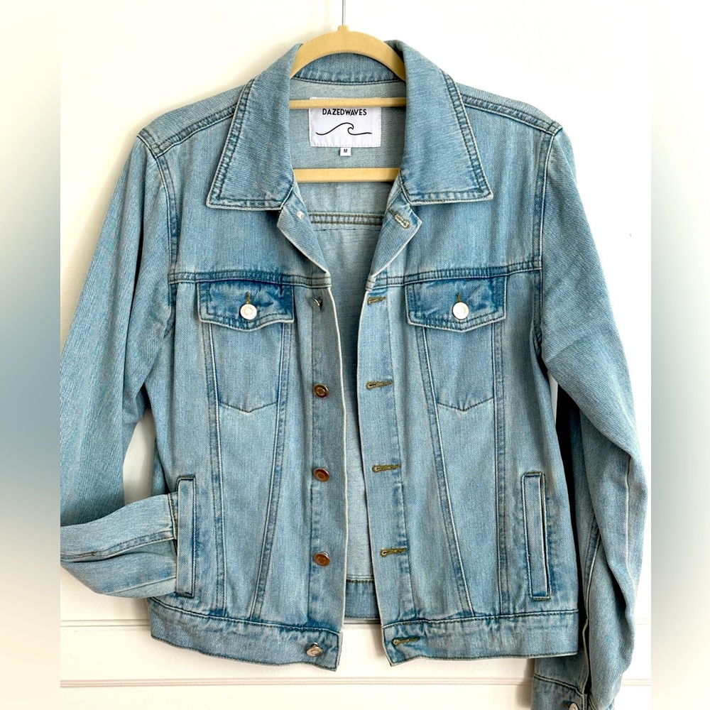 Women’s jean jacket: Custom designed and made in California. Size medium